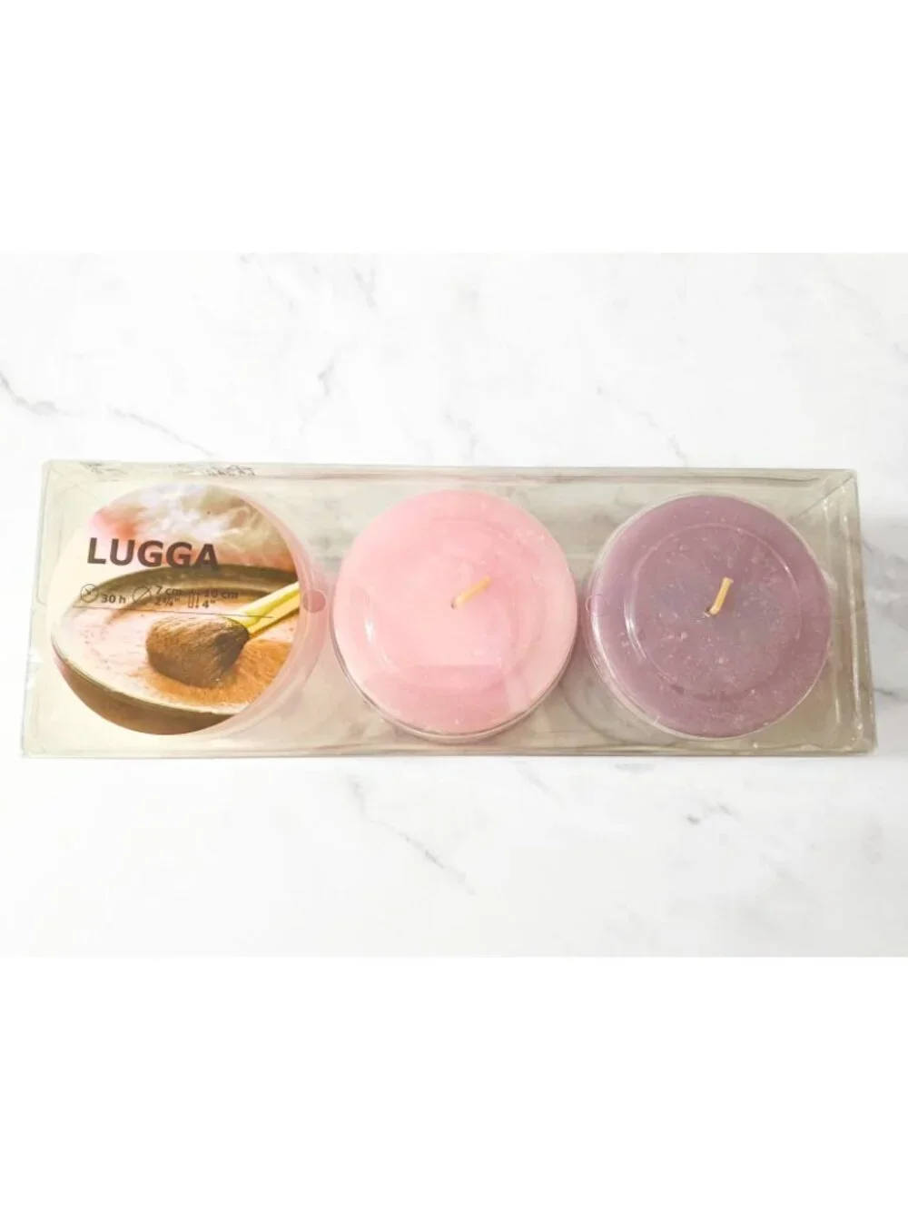 IKEA LUGGA Pink Scented Pillar Candles Set of 3 Romantic Home Decor 30hr Burn